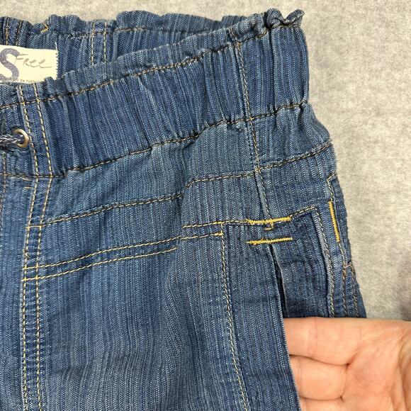 Free People Jeans We The Free Angelo Cargo Pants Sz S Blue Denim Pull-On Boho - Picture 5 of 13